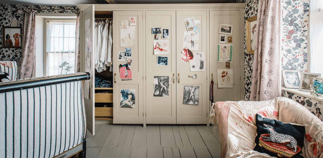 Plain English wardrobes in Harriet Anstruther's dressing room at West Sussex Manor House