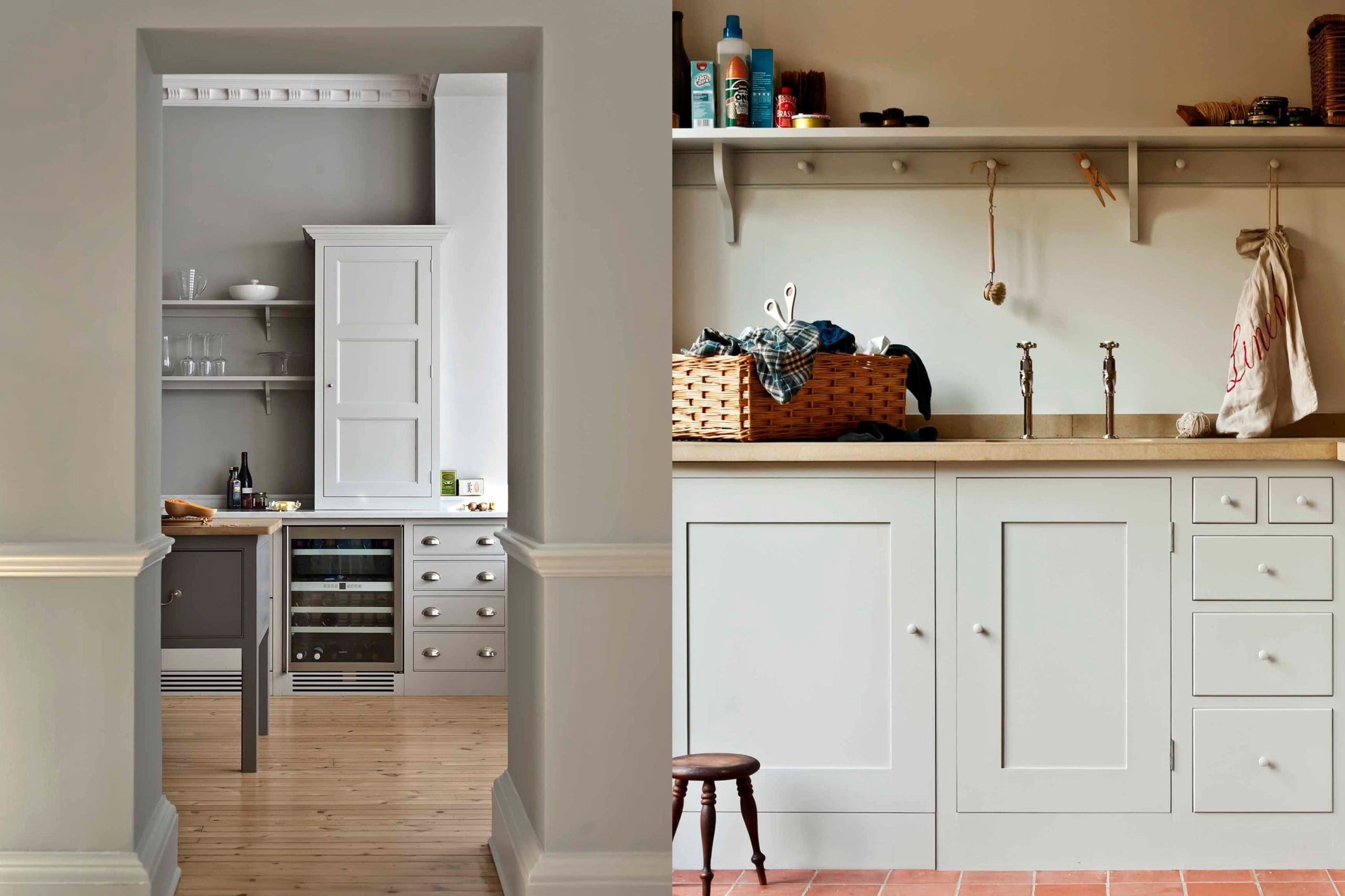  Traditional Shaker Cupboards from our Williamsburg range featuring hand-turned knobs and pillow fronted drawers in the Sussex Park House kitchen.