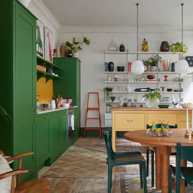 a colourful plain english kitchen design in bath england